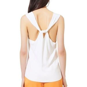 Maje mimosa ribbed sweater tank twist detail white NWT large